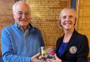 Seven decades - Gordon Rodgers was presented with gifts by Colchester Golf Club's captain Alison Clare