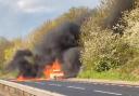 Video shows extent of huge car fire which has closed A12 in Colchester