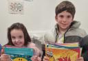 Helpers - Simon Collis' children Joseph and Lucy were eager to help deliver the books