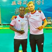 Stars - volleyball players Thomas Shatimehin and Thomas Jefferson who represented England