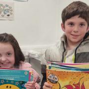 Helpers - Simon Collis' children Joseph and Lucy were eager to help deliver the books