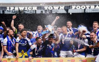 Moment to cherish - Ipswich Town celebrate after winning promotion to the Premier League