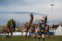 High rise - Colchester leap for a lineout during their defeat at Hertford