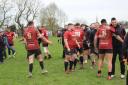 Success - Colchester Rugby Club celebrate after winning promotion