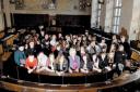 In the chamber – Essex Youth Assembly members meets council chairman Bonny Hart, centre, in County Hall’s main council chamber NZLSN33
