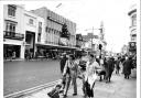 People visiting Colchester High Street in the 1980s