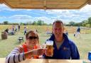 Cheers - Owners Emily and Guy French enjoying a drink at the pumpkin patch bar.
