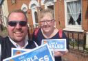 Canvassing - Carla Hales and Darius Laws on the campaign trail in Colchester this week. Picture from @CarlaEllenHales