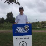 Screen star: Nathan Mills qualified for the National Fish O' Mania junior finals, televised by Sky Sports. He finished a very credible second with six carp for 23lbs.