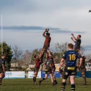 High rise - Colchester leap for a lineout during their defeat at Hertford