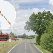 Incident - A tree has fallen on the B1025 and is causing delays (Image: Google Maps, Canva)