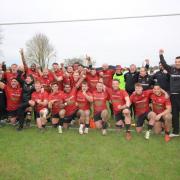 Glory days - Colchester Rugby Club celebrate after winning promotion at Oundle