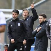 Talking tactics - Colchester United management duo Danny Cowley and Nicky Cowley on the touchline