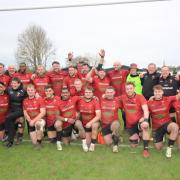 Champions - Colchester Rugby Club celebrate after winning promotion