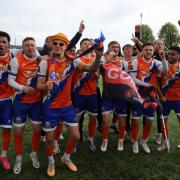 Celebration time - Braintree Town's players celebrate after securing promotion from the Vanarama National League play-off final against Worthing