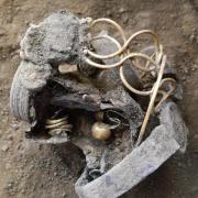 The jewellery as it was found on site at Williams and Grififn in Colchester