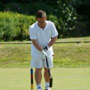 Jack Wicks in play on Lawn 1 at Colchester Croquet Club in 2014