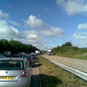 Queuing traffic on the A12 after yesterday's accident. Picture: Gazette reader JULIE LEEK