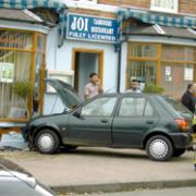 Scene - the car embedded in the restaurant. Submitted picture