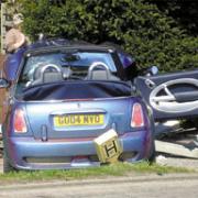 Collision - a woman was taken to hospital after her car crashed into a fence in Clacton. her injuries are not life-threatening. Picture: Gazette reader Gabby Wilden