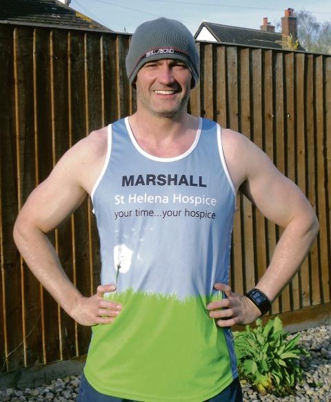 Mercury Theatre Company actor Marshall Griffin, 42, is running for St Helena Hospice. Sponsor him by searching for his name at virginmoneygiving.com