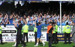 Emotional day - Colchester United's players wave farewell to Layer Road after their game against Stoke City
