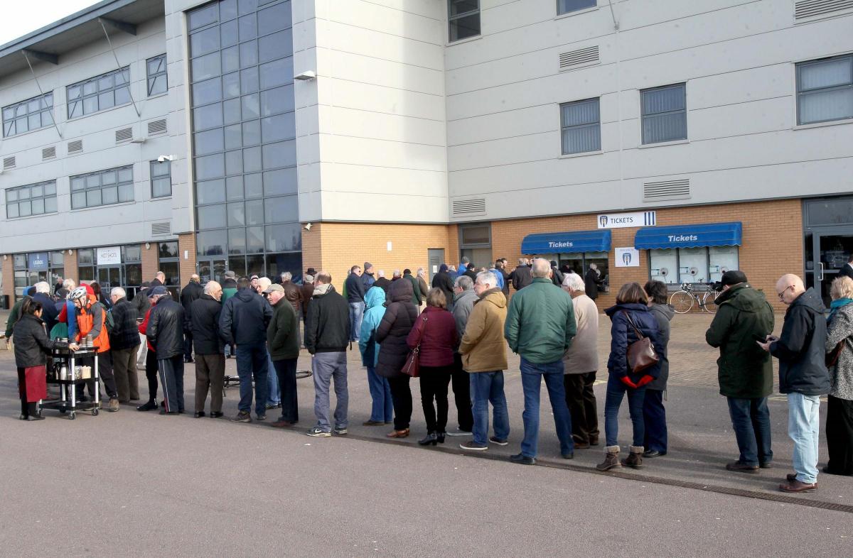 Colchester United fans queued at the ground to buy FA Cup tickets