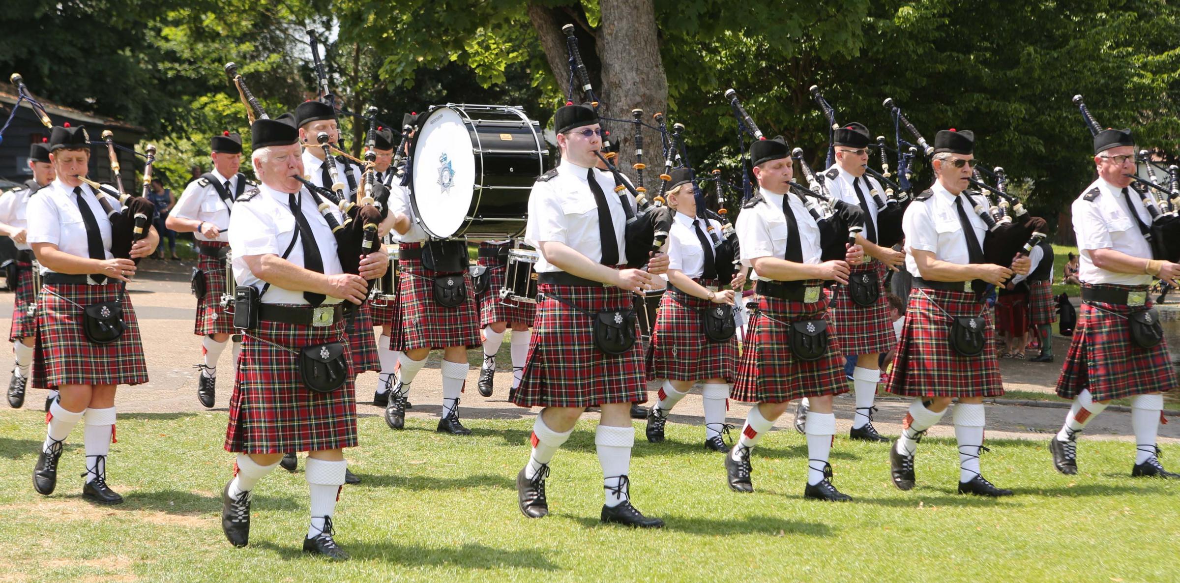 PICTURES: Pipes and drums play music through the town at Scotland in Colchester event