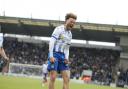 Joy - Noah Chilvers celebrates after giving Colchester United the lead against Crewe Alexandra