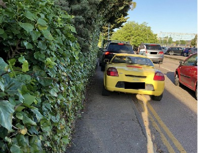 Obstructive - parking on the pavement in Colchester 
