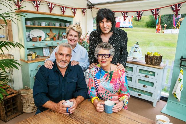 Photo of Great British Bake Off presenters Sandi Toksvig and Noel Fielding, and judges Paul Hollywood and Prue Leith Picture: PA Photo/Channel 4/Mark Bourdillon/Love Productions.