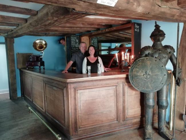 Haunted - Jonathan and Jacqui Neill behind the bar of The Shoulder of Mutton in Fordham