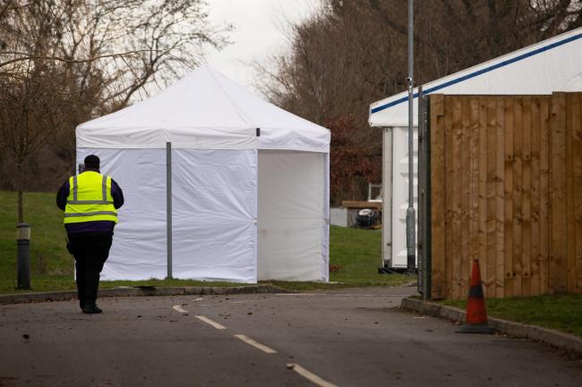 A tent at the entrance to the temporary mortuary facility in Ruislip. A new one is being created in Chelmsford. Picture: PA