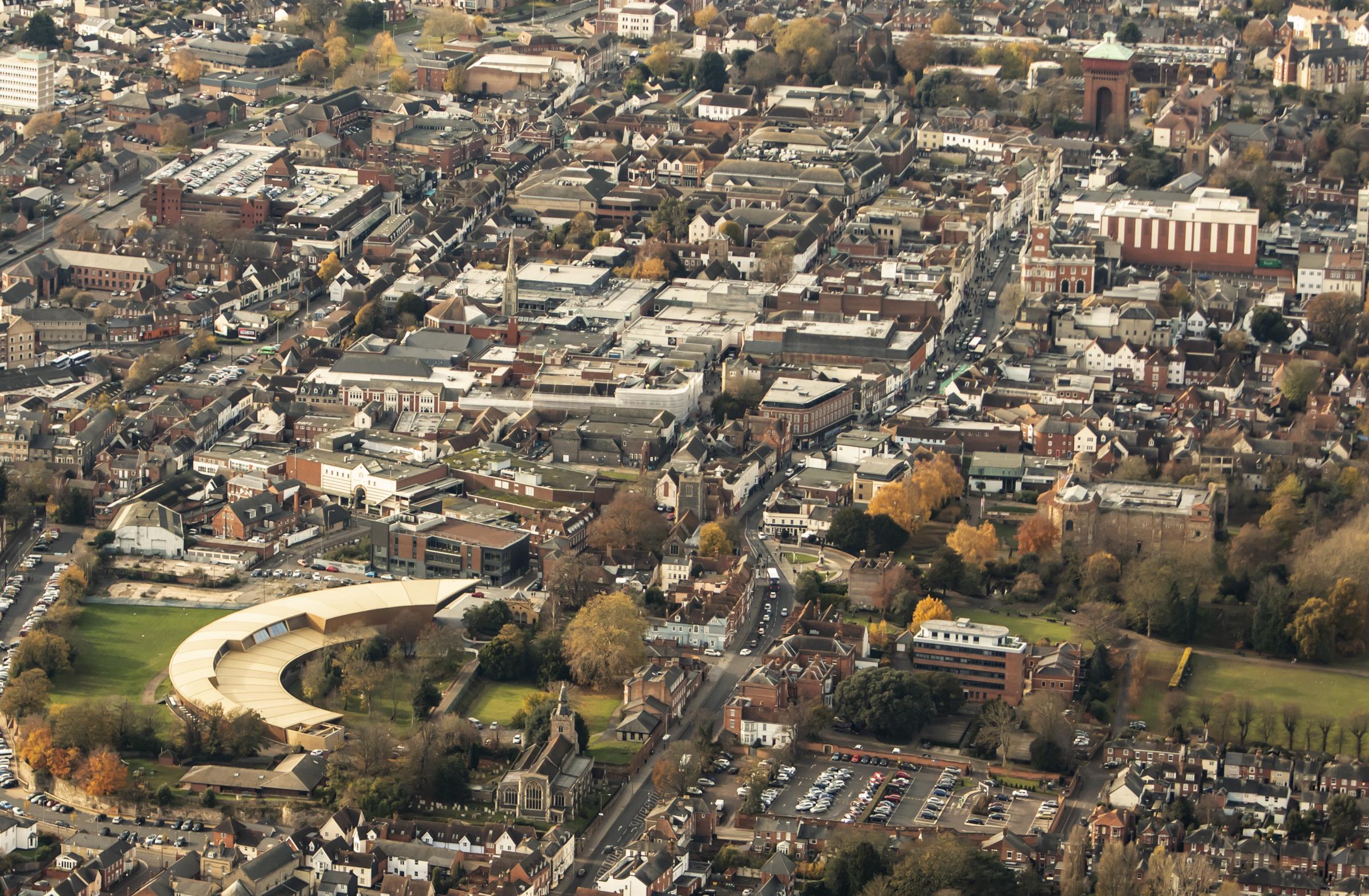 Nov 2019 aerial photography..Firstsite Colchester.