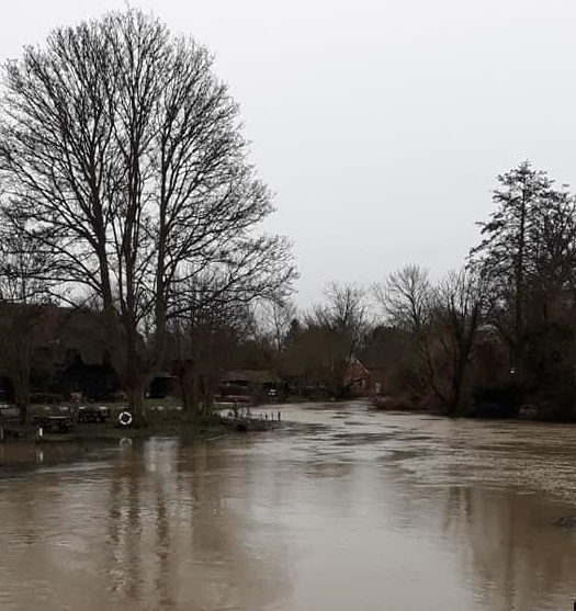 Pictures show flooding at beauty spot as river overflows. Picture: Julie Stowe