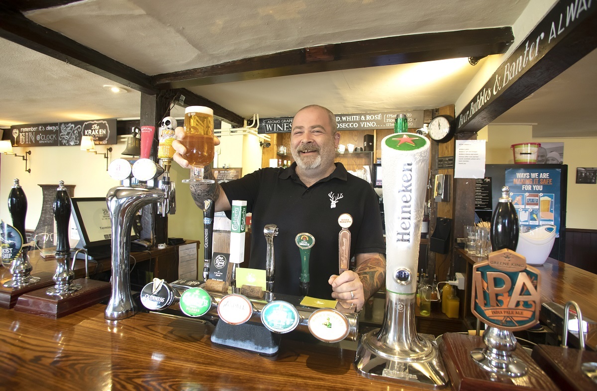 Shining example - licensee Mark Killick, whose pub has been recognised for all it has done to support the community during the pandemic Picture: STEVE BRADING