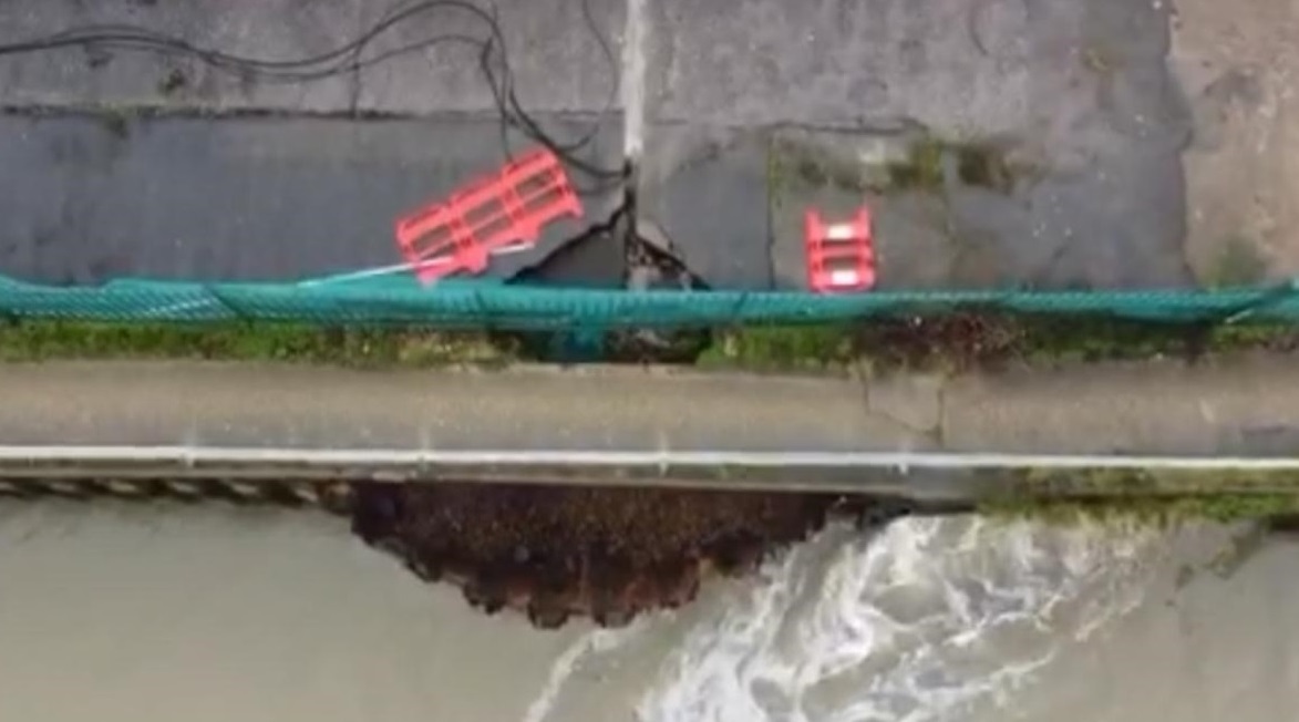 WATCH: Drone footage captures scale of damage to collapsing quayside 