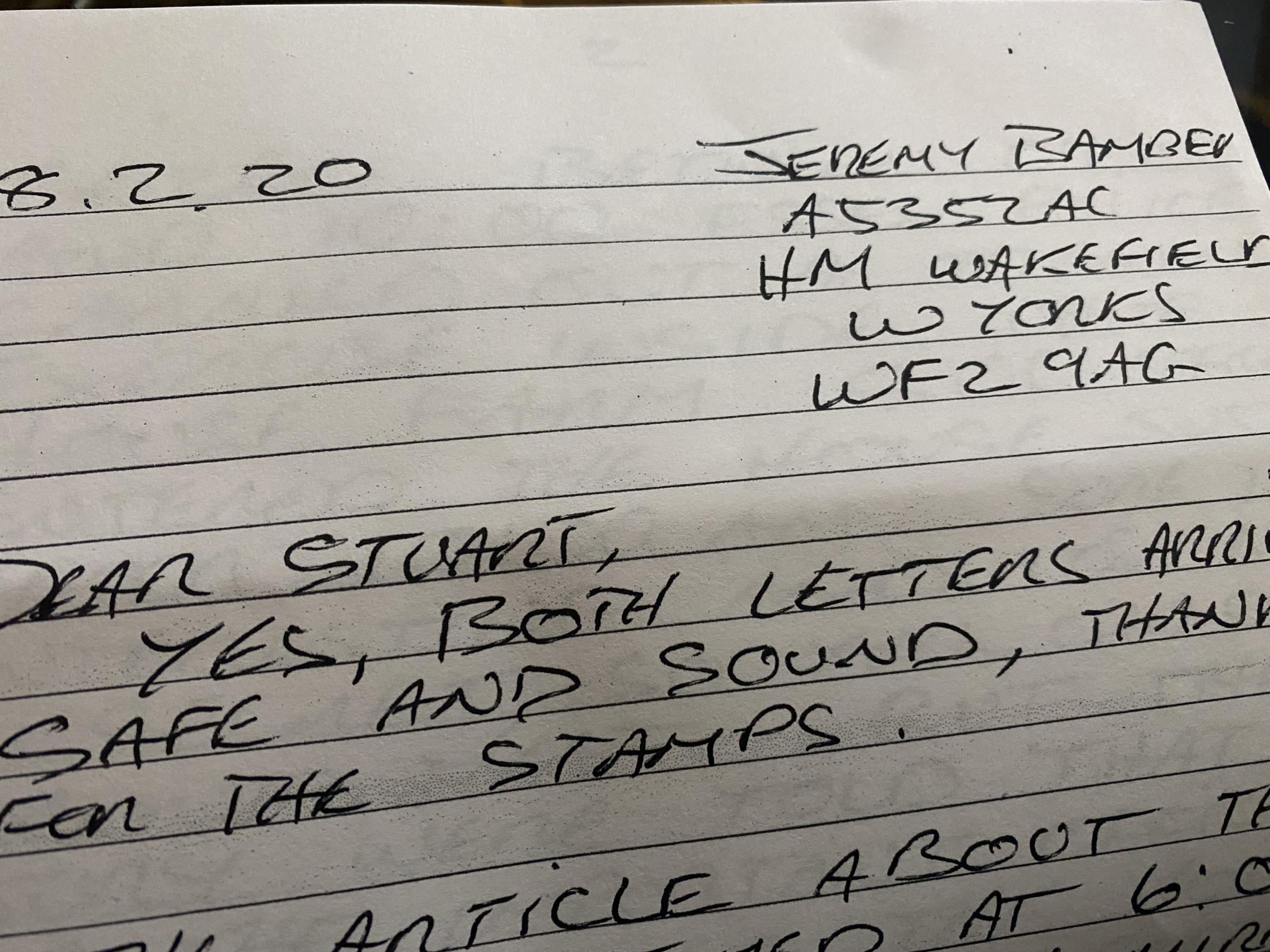 Stuart Bower has been writing letters to Bamber since 2007