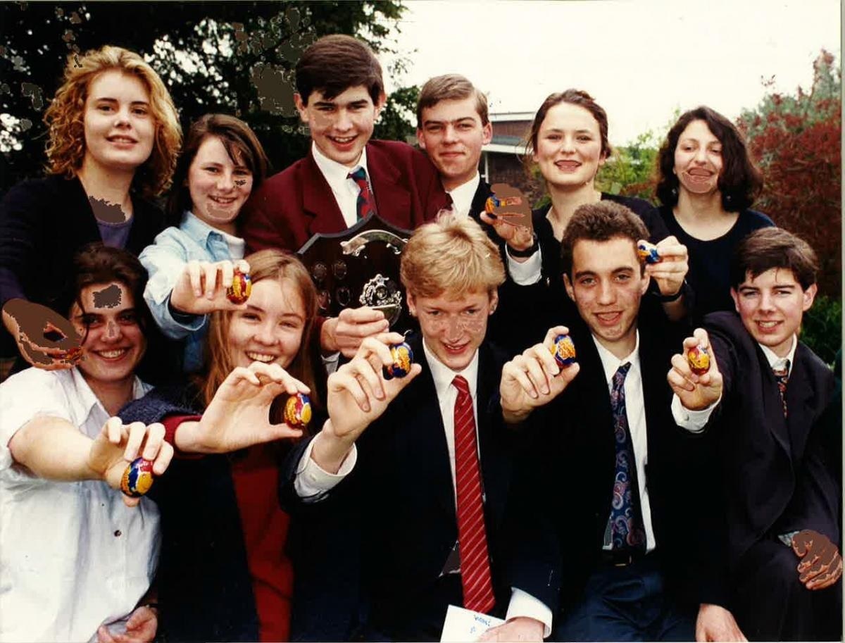 Colchester County High School and Colchester Royal Grammar School winners of the Young Enterprise Challenge, May 1994
