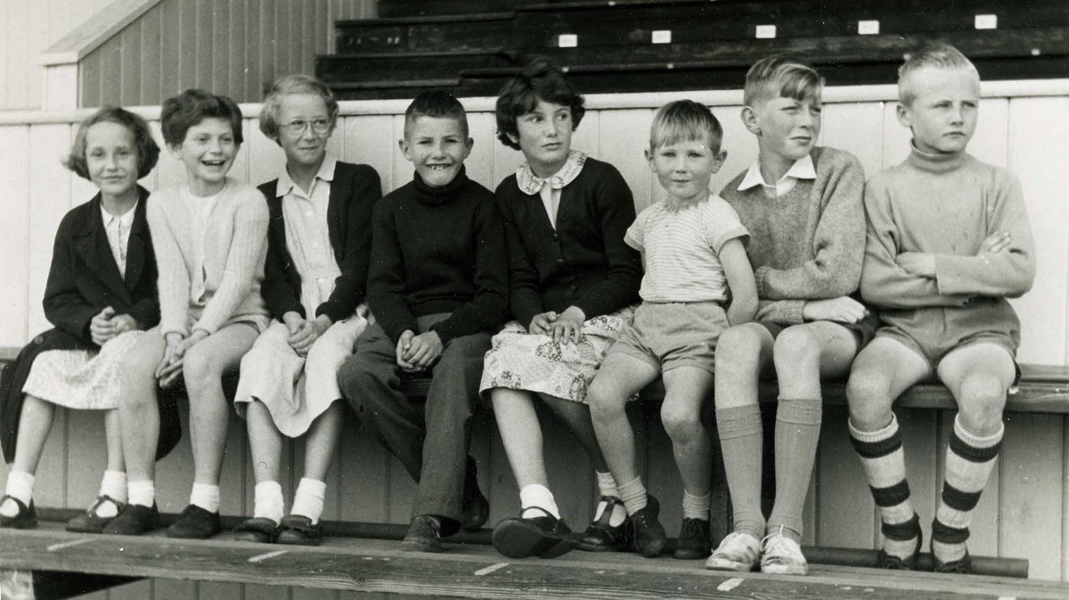 Us fan - Jill Hay, second from the left, at Layer Road in 1958