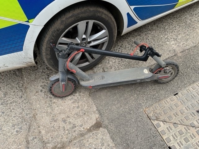 Four e-scooters being ridden without insurance are seized in Colchester. Picture: Essex Police Colchester