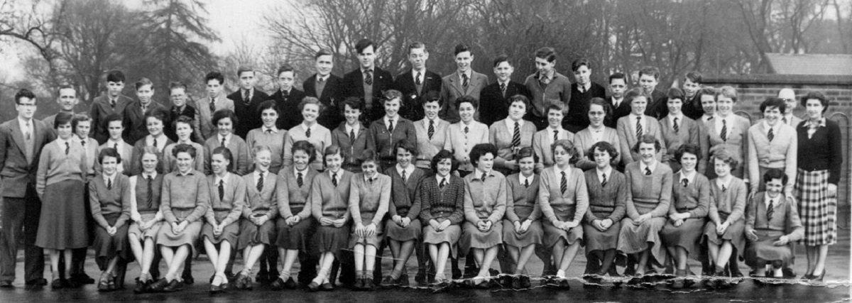 School trip - Maureen (third from the left in the front row) and her friends enjoyed a trip to Swanage, in Dorset