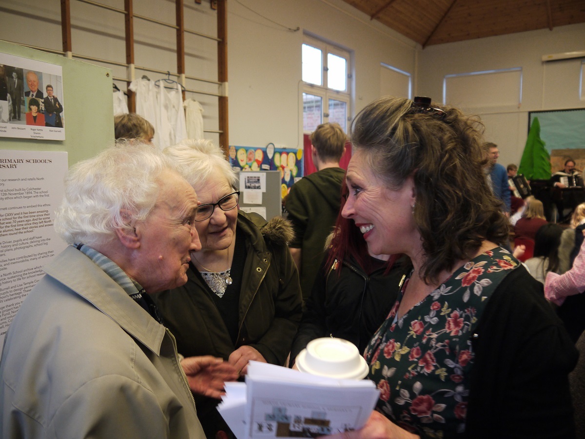 Story to tell - project manager Laura Davison (right) with former pupil Christine Samson. Christine attended North in the 1940s and enjoyed meeting up with friends at the 125th birthday party