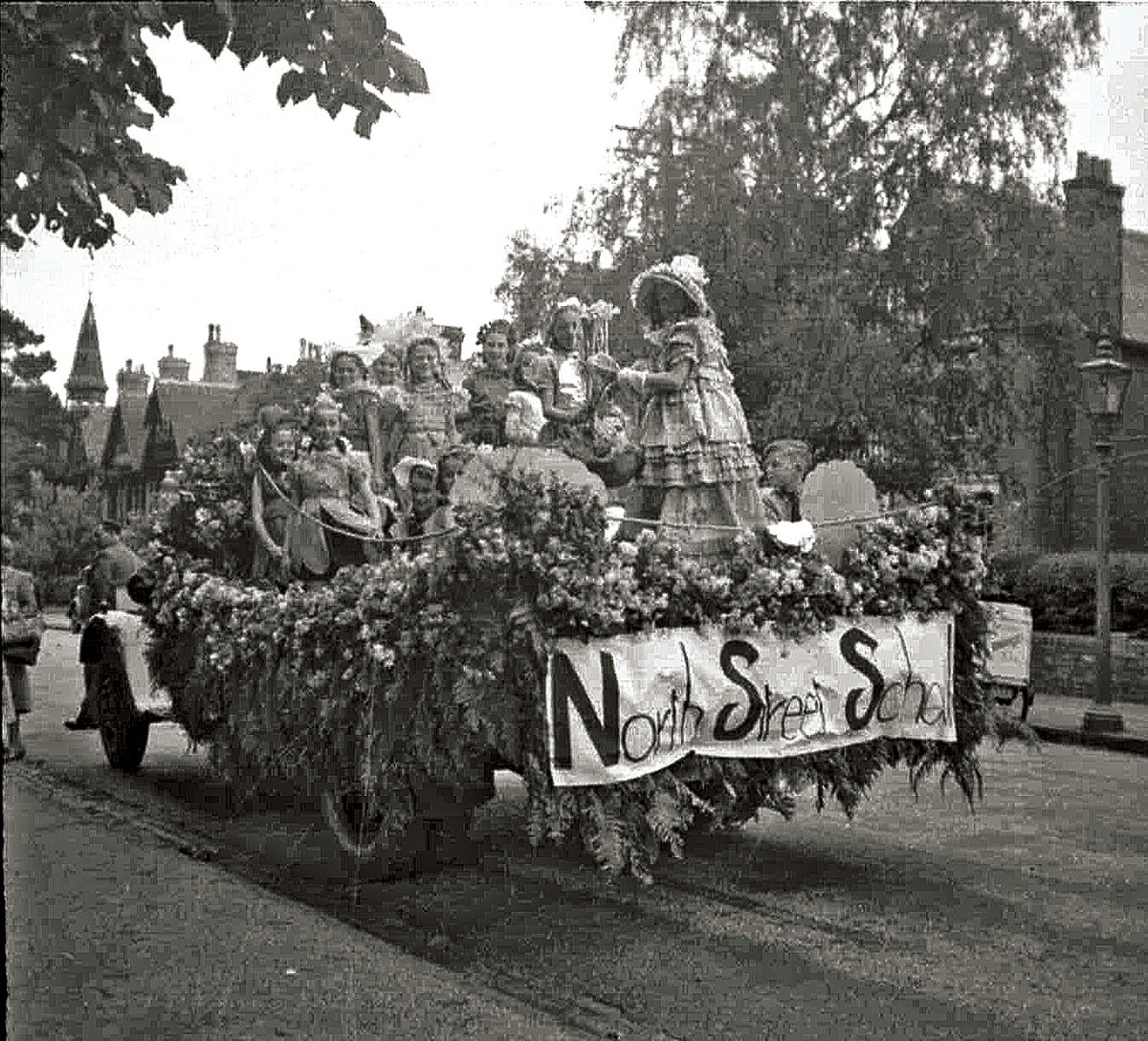 Carnival entry - this photograph was shared by historian Andrew Phillips. It was taken in Queens Road, near the back entrance of the Grammar School, in 1948. Presumably the end of the procession route, it may well be this was the first carnival after the