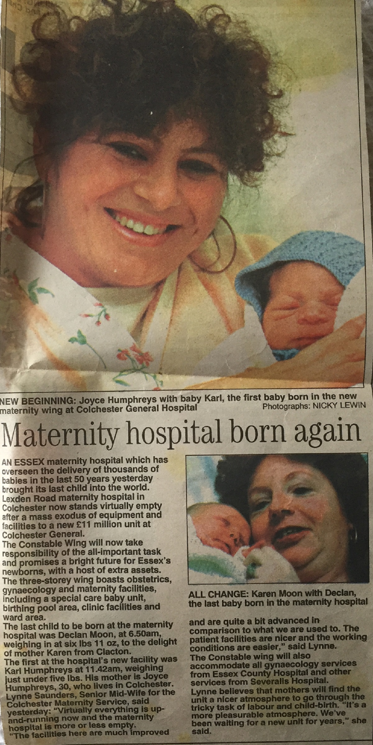 Making headlines - Joyce Humphreys found herself in the spotlight after giving birth to the first baby at Colchester General Hospital