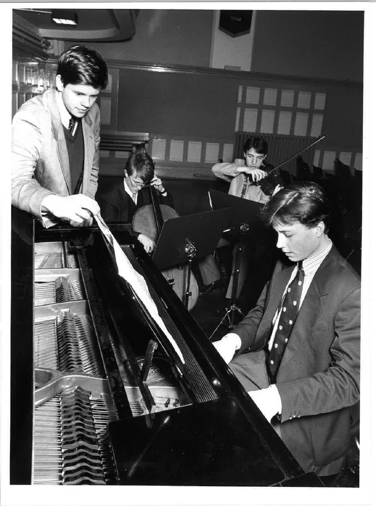 In a class of their tone - music competition finalists Andrew Quartermain (piano), Adrian Chandler (violin) and Richard Crane (cello) in March 1992
