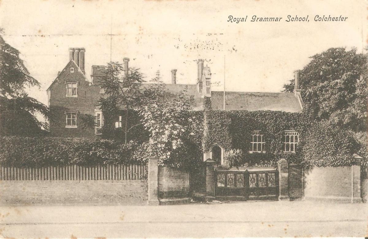 Where it all began - this postcard from 1905 shows the Grammar School in Lexden Road