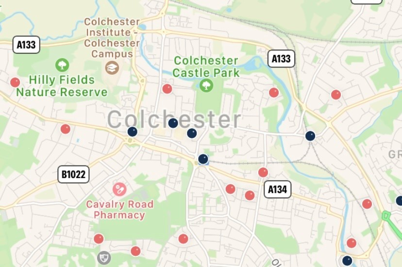 New app reveals the most dangerous roads to walk in around Colchester 