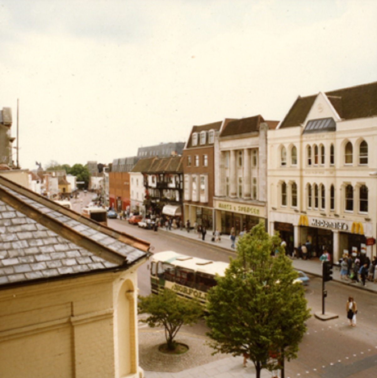 Eye in the sky - this picture of Colchester High Street was taken from above in 1986