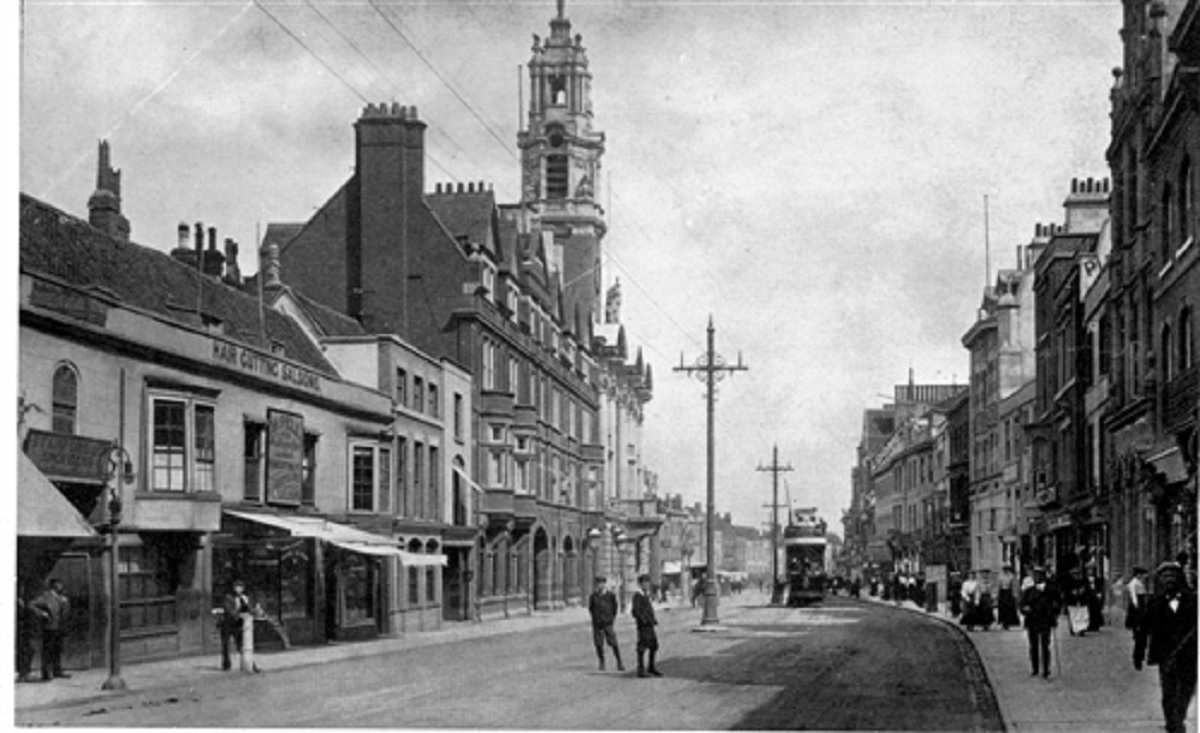 Bygone era - a picture of the west end of the High Street, taken in 1910. Note the tram in the distance